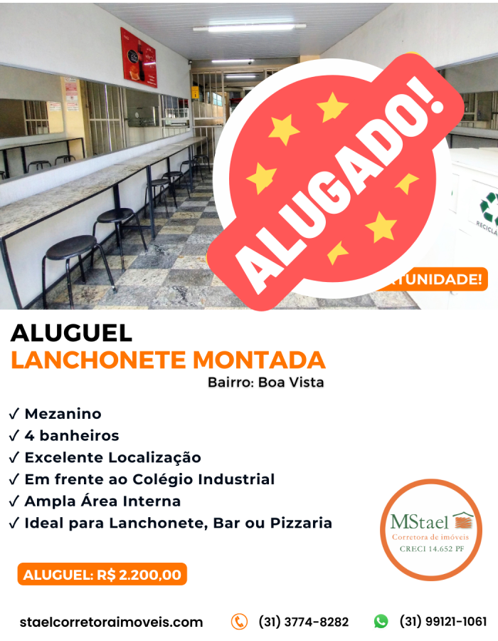 Lanchonete – Boa Vista – ALUGADO!