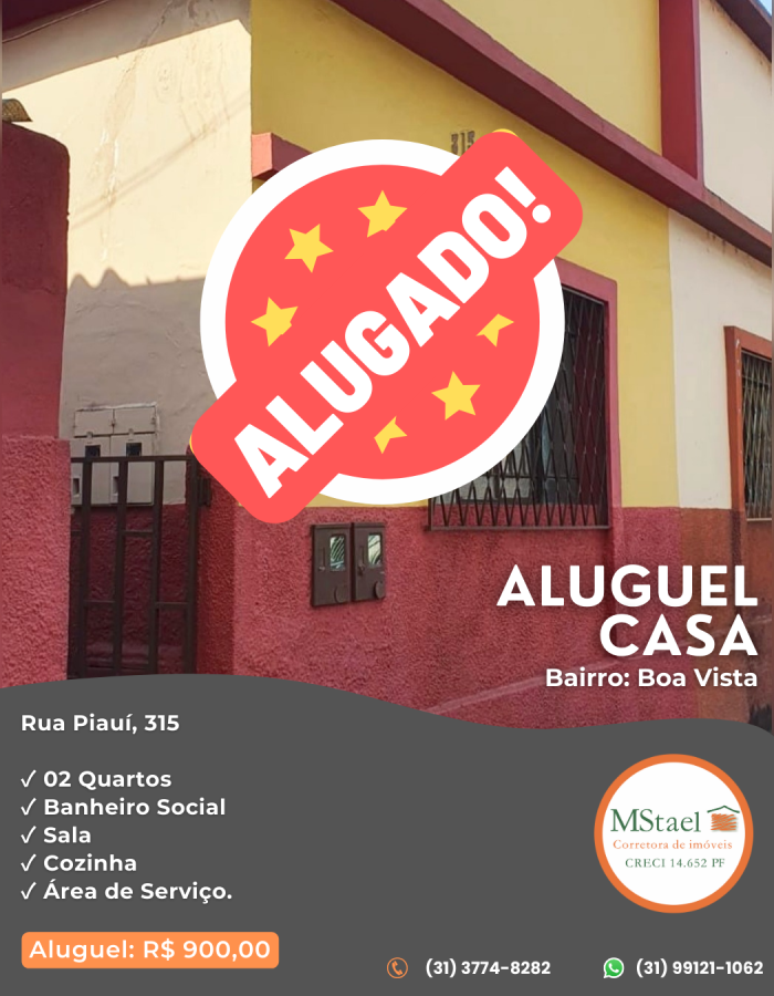 Aluguel Casa – Bairro: Boa Vista